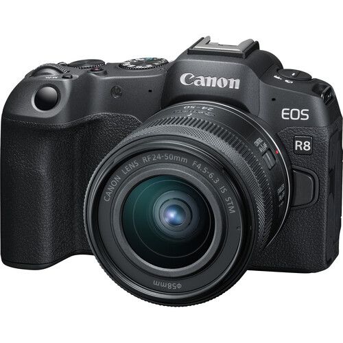 Canon EOS R8 Mirrorless Camera with RF 24-50mm f/4.5-6.3 IS STM Lens with Canon EF-EOS R Mount Adapter 