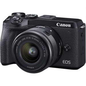 Canon EOS M6 Mark II Mirrorless Digital Camera with 15-45mm Lens & EF-M 55-200mm f/4.5-6.3 IS STM Lens Kit (Black/Silver)